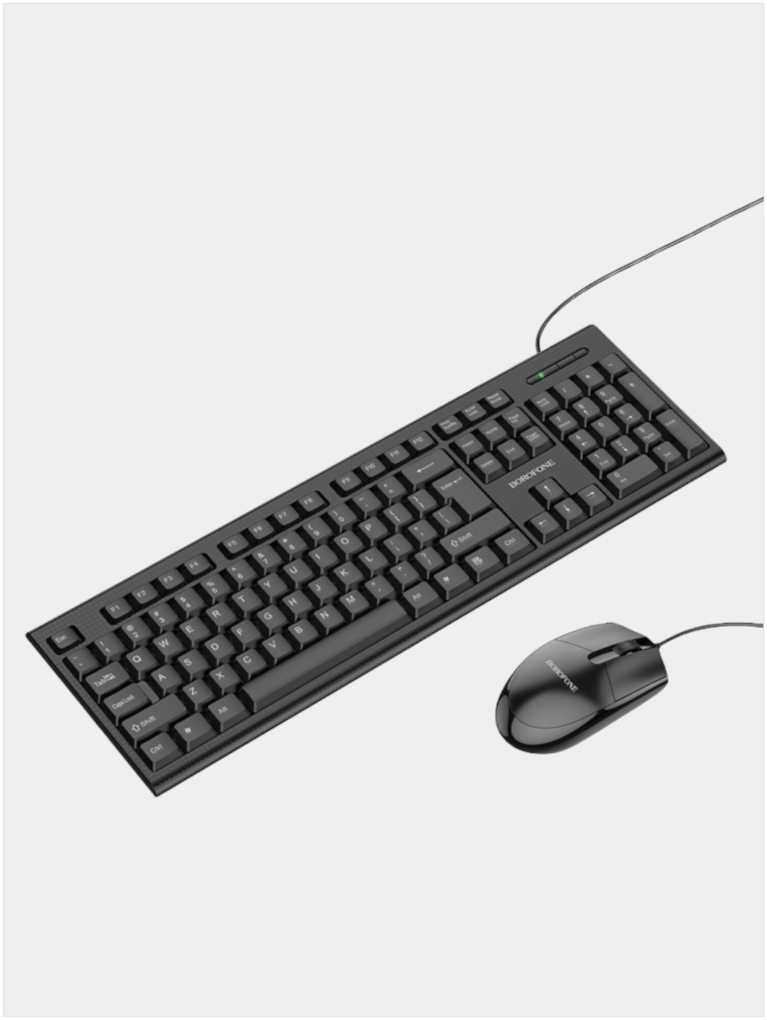 Набор клавиатура+мышь проводной Borofone, Business, BG6, 2400 DPI, мембранная, dpi 1200, цвет: чёрный