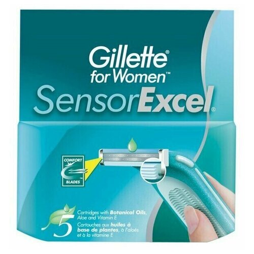 deonica сменные лезвия 3 for women 2 шт Сменные кассеты Gillette for Women Sensor Excel, 2 лезвия, 5 шт.