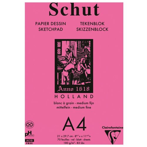 Скетчбук для эскизов и зарисовок 70 листов, А4, на склейке Petit Grain, 180 г/м2, среднее зерно, Clairefontaine
