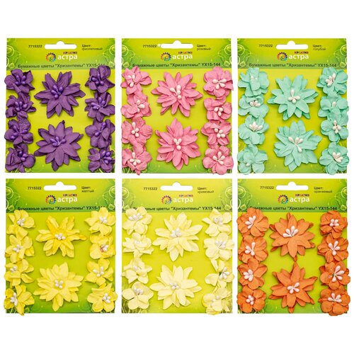 фото Набор бумажных хризантем 'ассорти' d=3*5см, 70 шт, астра astra & craft