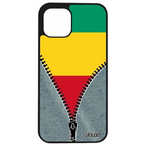фото Чехол на смартфон iphone 12, "флаг гвинеи на молнии" туризм государственный utaupia