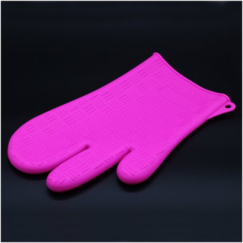 Перчатка прихватка / силиконовая перчатка для духовки / термостойкая варежка нескользящая розовая