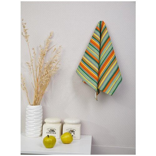 фото Полотенце кухонное "мари санна" рогожка, полосы желтый; размер 45 х 73 ночь нежна