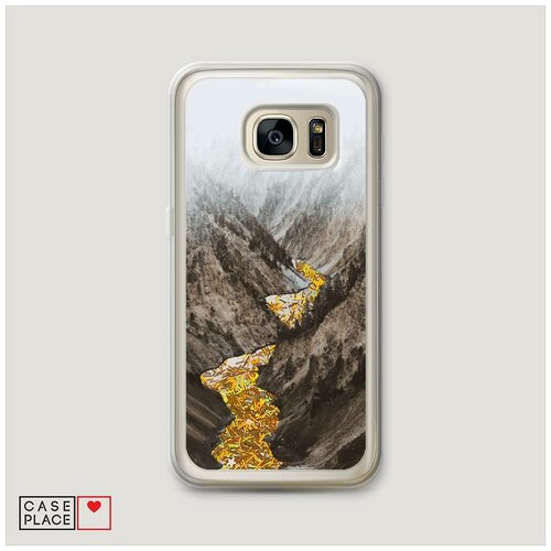 фото Чехол жидкий с блестками samsung galaxy s7 edge горная река case place