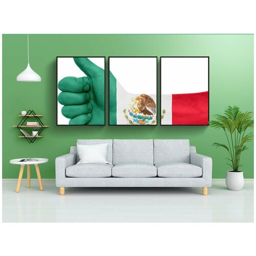 фото Набор модулных постеров для интерьера "мексика, флаг, рука" 60x90 см. в тубусе, без рамки lotsprints