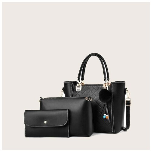 Комплект сумок/Женская сумка 3 в 1/Сумка с кошельком/Цвет Черный No Brand черного цвета