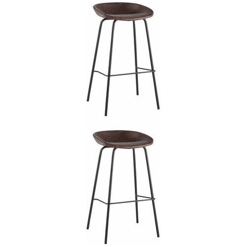 фото Стул барный турин, коричневая экокожа, черные ножки (комплект 2 стула) stool group