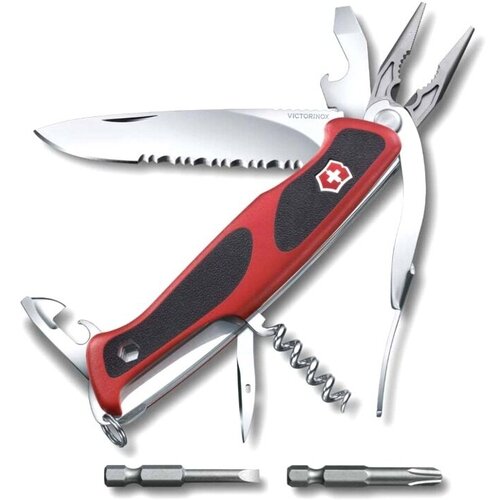 Нож Victorinox RangerGrip 174 Handyman, 130 мм, 17 функций, с фиксатором лезвия, красный с черными вставками