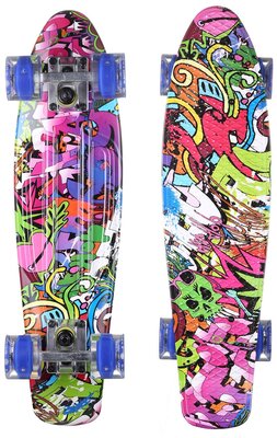 Пенни борд Fish Skateboards 22" Граффити/Кеппинг/LED