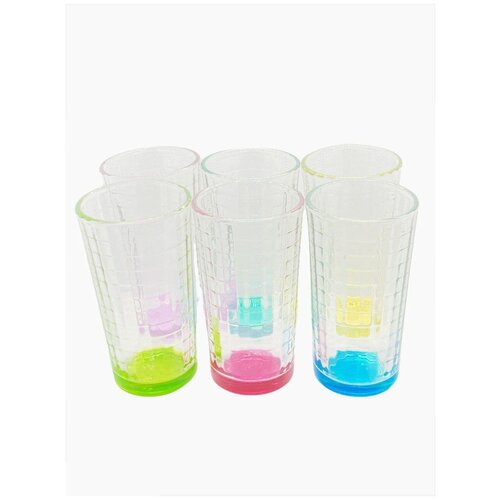 фото Набор стаканов с разноцветным дном 6 шт, 300 мл. радость в дом