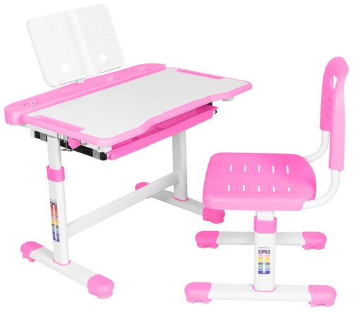 Комплект Anatomica парта + стул + подставка Vitera 70x52 см белый/розовый