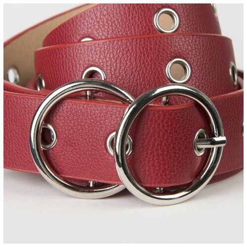 фото Ремень женский, ширина - 2,8 см, пряжка металл, люверсы, цвет бордовый сима-ленд