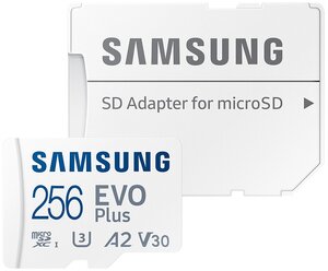 SD Micro 256 Gb, Class 10, SDXC, Samsung MB-MC256KAEU EVO PLUS, 1 адаптер