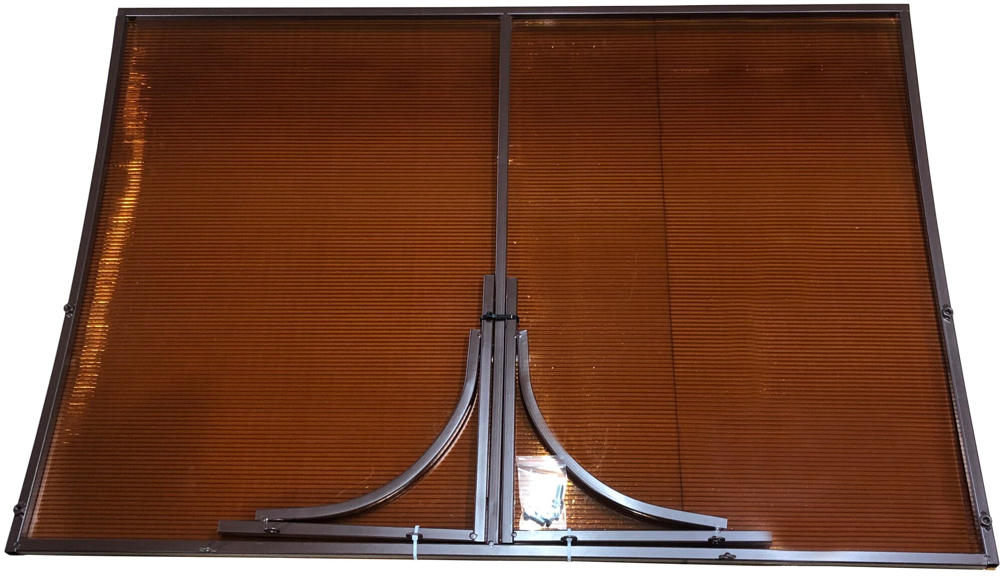 Козырек металлический над входной дверью YS51, ArtCore, коричневый каркас с коричневым поликарбонатом, 115х80х37 см - фотография № 3