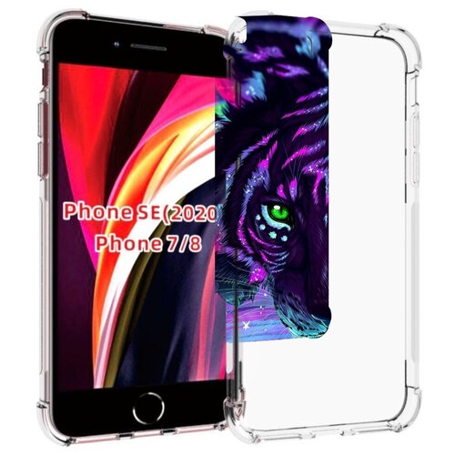 Чехол MyPads Тигр-неон для iPhone 7 4.7 / iPhone 8 / iPhone SE 2 (2020) / Apple iPhone SE3 2022 задняя-панель-накладка-бампер