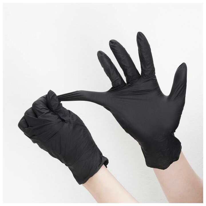 Перчатки одноразовые нитрил Household Gloves/Libry черные, р. L, 50 пар/уп - фотография № 2