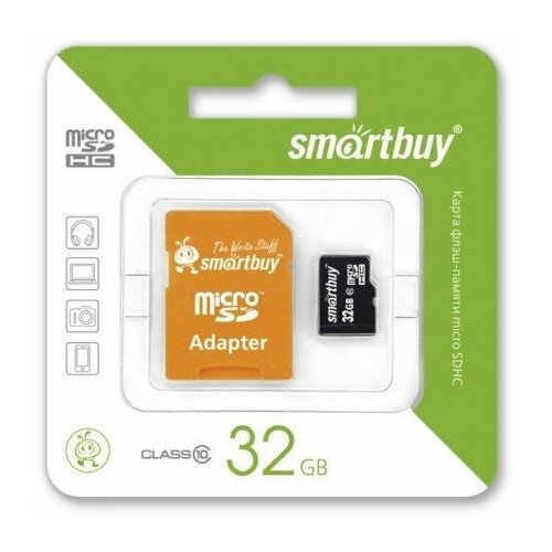 Карта памяти SmartBuy MicroSD 32GB Class 10 + адаптер SD