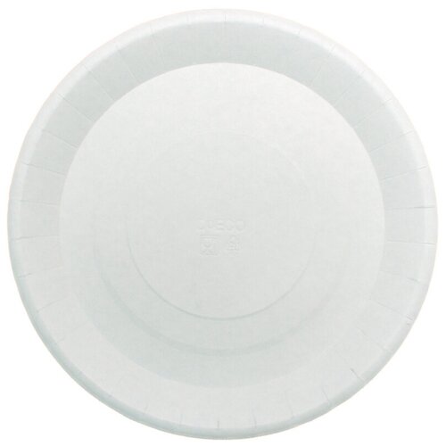 фото Тарелка круглая рифленая белая-крафт бумажная 230 мм , упаковка 100 шт doeco