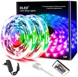 Светодиодная лента DLED 5м, 12В, IP65, 60 LED/m с пультом многоцветная LED SMD 2835 5m RGB, с контроллером, пультом и блоком питания