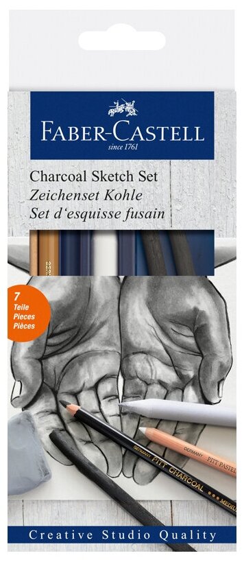 114002 Набор угля и угольных карандашей Faber-Castell "Charcoal Sketch" 7 предметов, картон. упак.