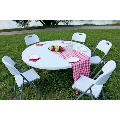 Стол туристический складной, круглый 1520*1520*740, пластик. Белый