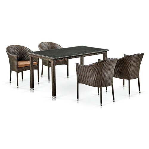 Комплект плетеной мебели афина-мебель T256A/Y350A-W53 Brown 4Pcs