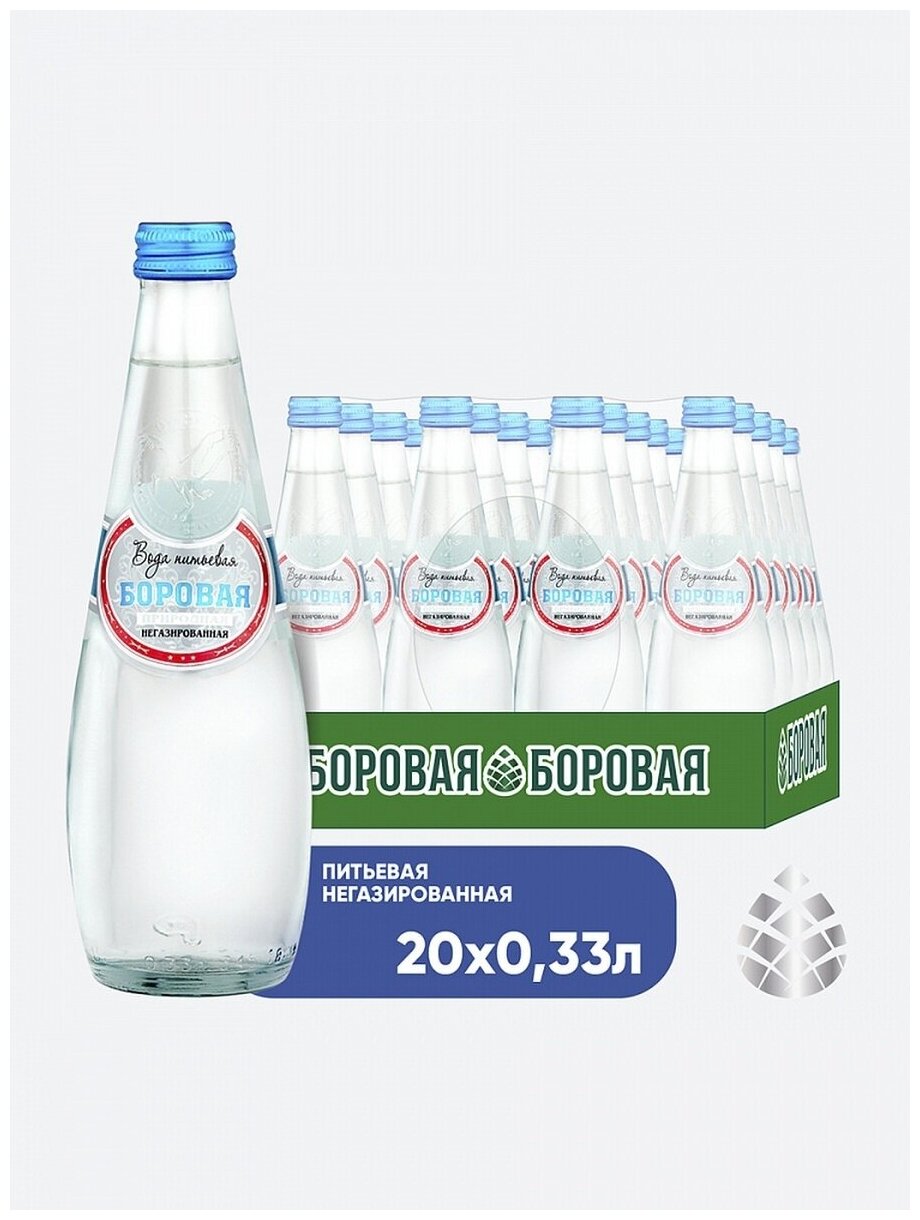 Вода питьевая BOROVAYA (Боровая), природная негазированная, стекло 0.33 л х 20 шт - фотография № 1