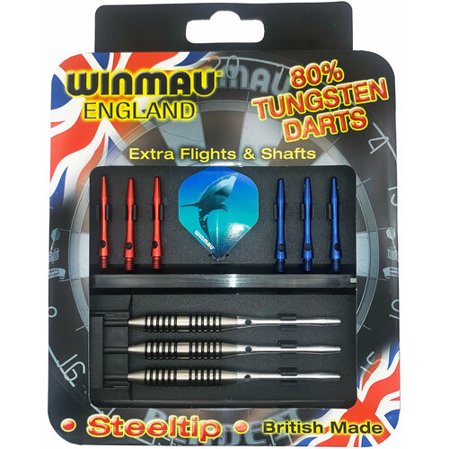 Набор из тяжелых 37гр вольфрамовых дротиков Winmau Tungsten steeltip и аксессуаров для игры в Дартс