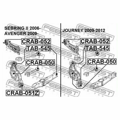 Сайлентблок рычага подвески Febest crab050 для Chrysler Sebring; Dodge Avenger, Journey