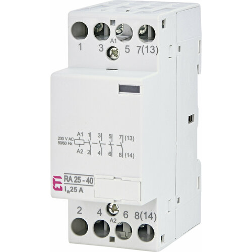 Контактор модульный RA 25-40 230V AC, ETI 002464094 oct 25 series 4p 16a 25a automatical ac household contactor 220v 230v 50 60hz contact form 4no 2no 2nc 4nc din rail contactor