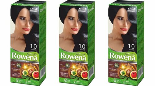 Краска для волос Rowena Soft Silk тон 1.0 черный, без аммиака, 115 мл, 3 шт.