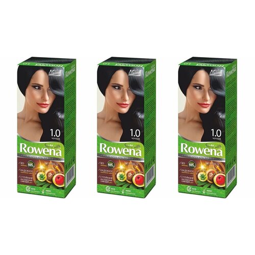 Краска для волос Rowena Soft Silk тон 1.0 черный, без аммиака, 115 мл, 3 шт. краска для волос rowena soft silk тон 9 3 жемчужный блонд без аммиака 115 мл 2 шт