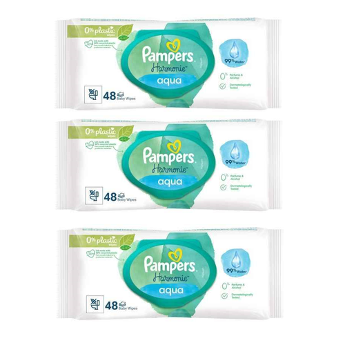 Pampers Влажные салфетки, Aqua, 48 шт, 3 уп влажные салфетки pampers sensitive липучка 52 шт 4 уп