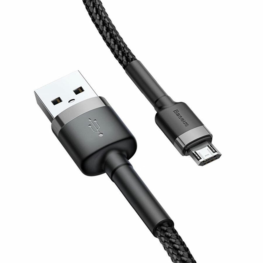 Кабель USB BASEUS Cafule USB - MicroUSB, 2.4А, 12W, 50 см, черный+серый