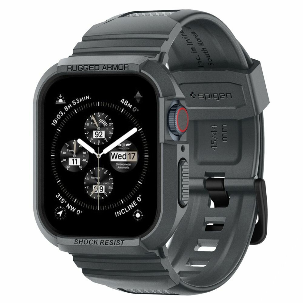 Ремешок для смарт часов Spigen Rugged Armor Pro для Apple Watch серий 4-9/SE (44/45 MM) Grey