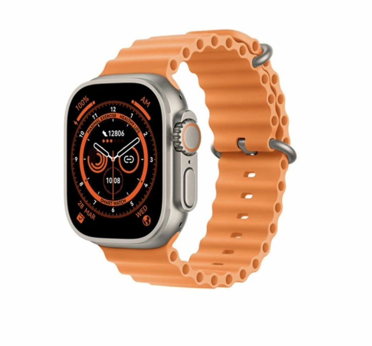 Смарт-часы Watch8 Ultra с беспроводной зарядкой 49 мм T800 Ultra Hiwatch Pro оранжевый