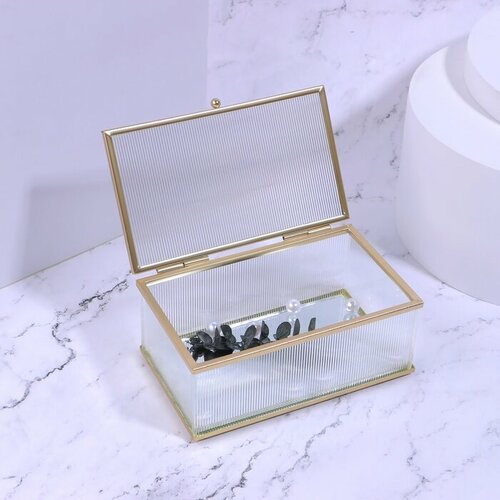 Органайзер для хранения RIPPLES стеклянный с крышкой 1 секция 145 85 6 см цвет прозрачныймедный 1239₽