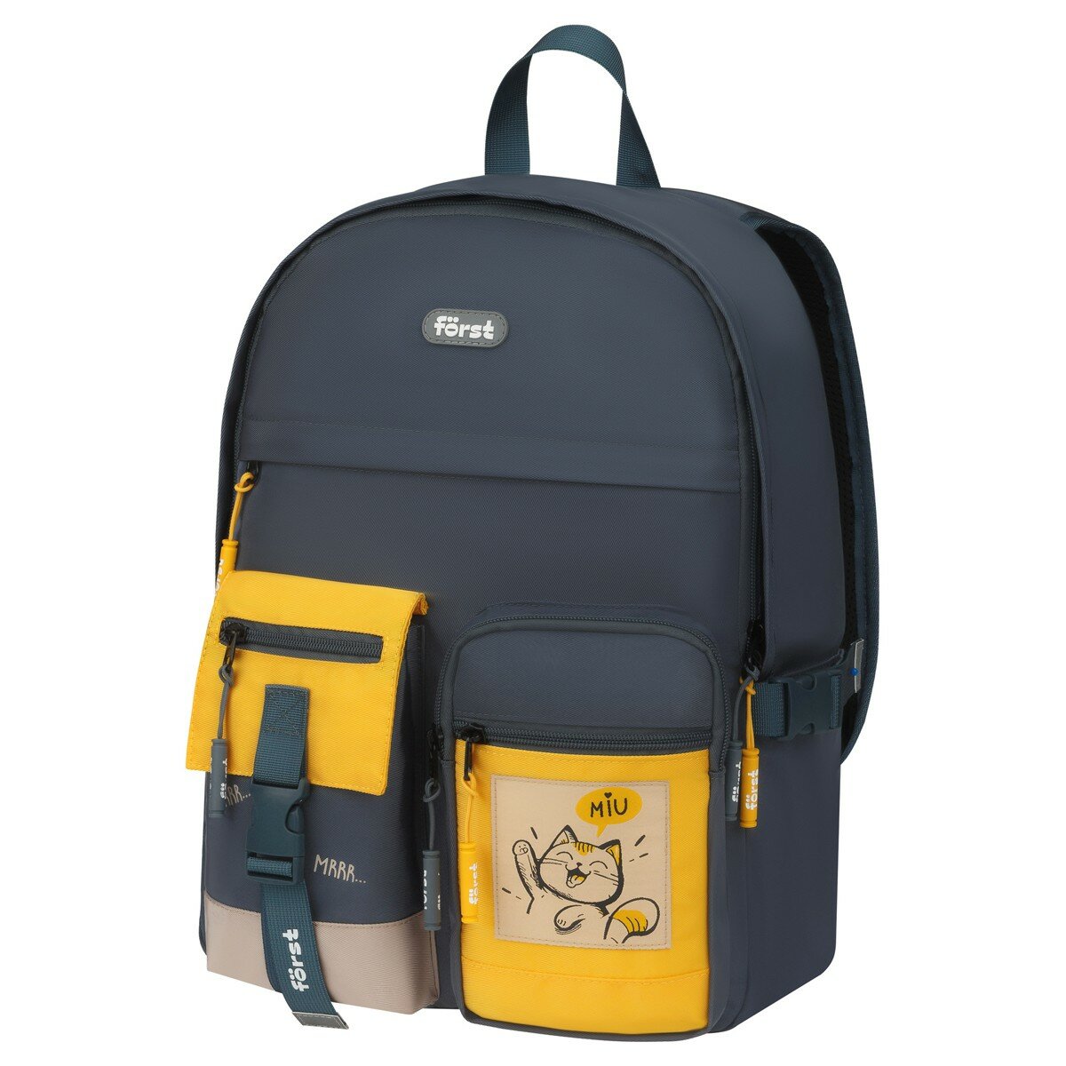 фото Рюкзак Först F-Teens "Hi, Cat!" 40*28*15см, 1 отделение, 7 карманов, уплотненная спинка
