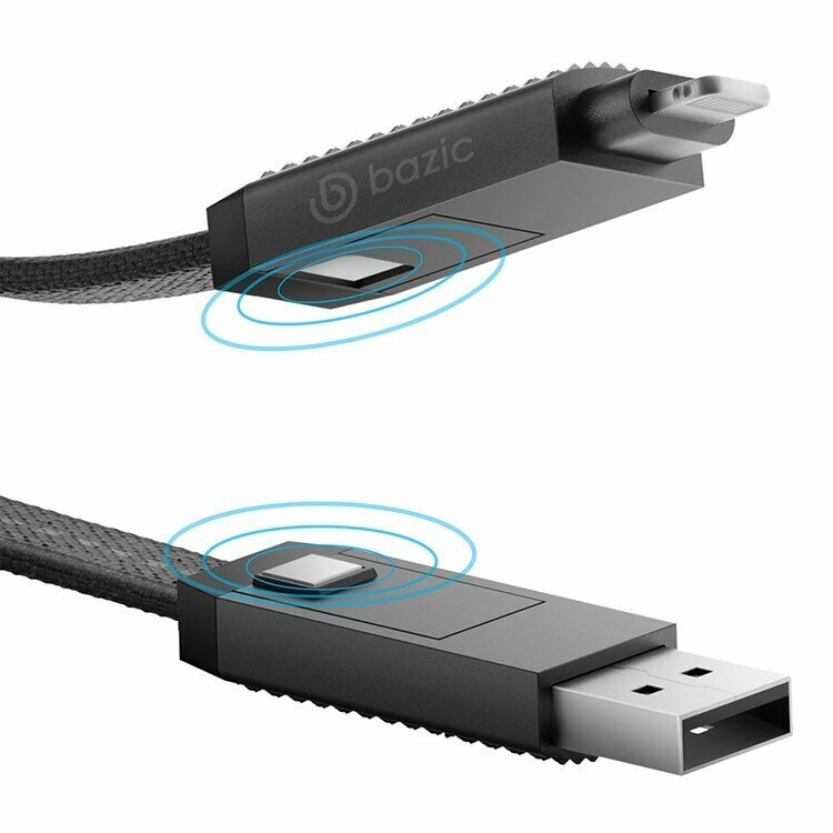 EnergEA Кабель Bazic AluCable 4-in-1 (In USB-A/C, Out USB-C/Lightning) 60W Black 1.0m — фото 1