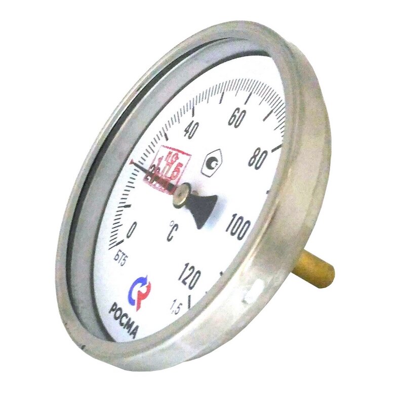 Термометр осевой биметаллический показывающий БТ-51.211(0.200°C)G½.64.1,5