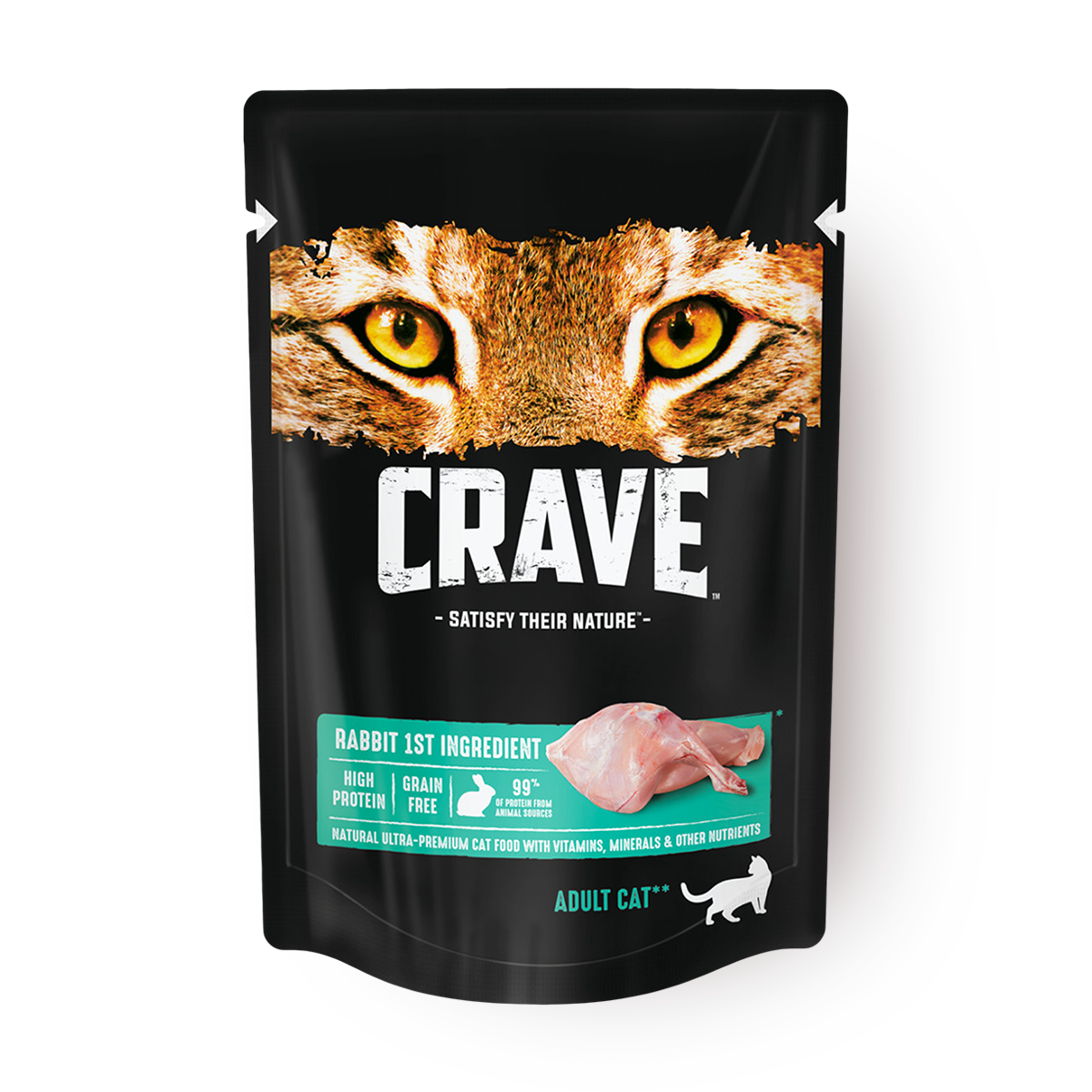 Влажный корм Crave, для взрослых кошек, пауч, говядина/курица/кролик, 70 г