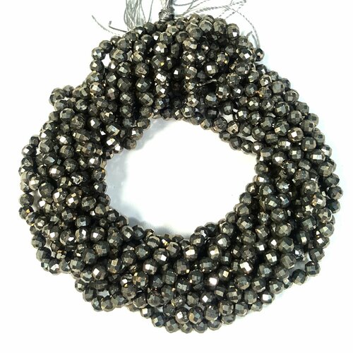 Бусины пирит A граненый 3,5 мм (нить 38 см), Suntrim