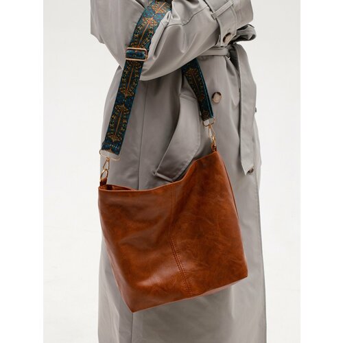 Сумка шоппер SHEIN, фактура гладкая, коричневый