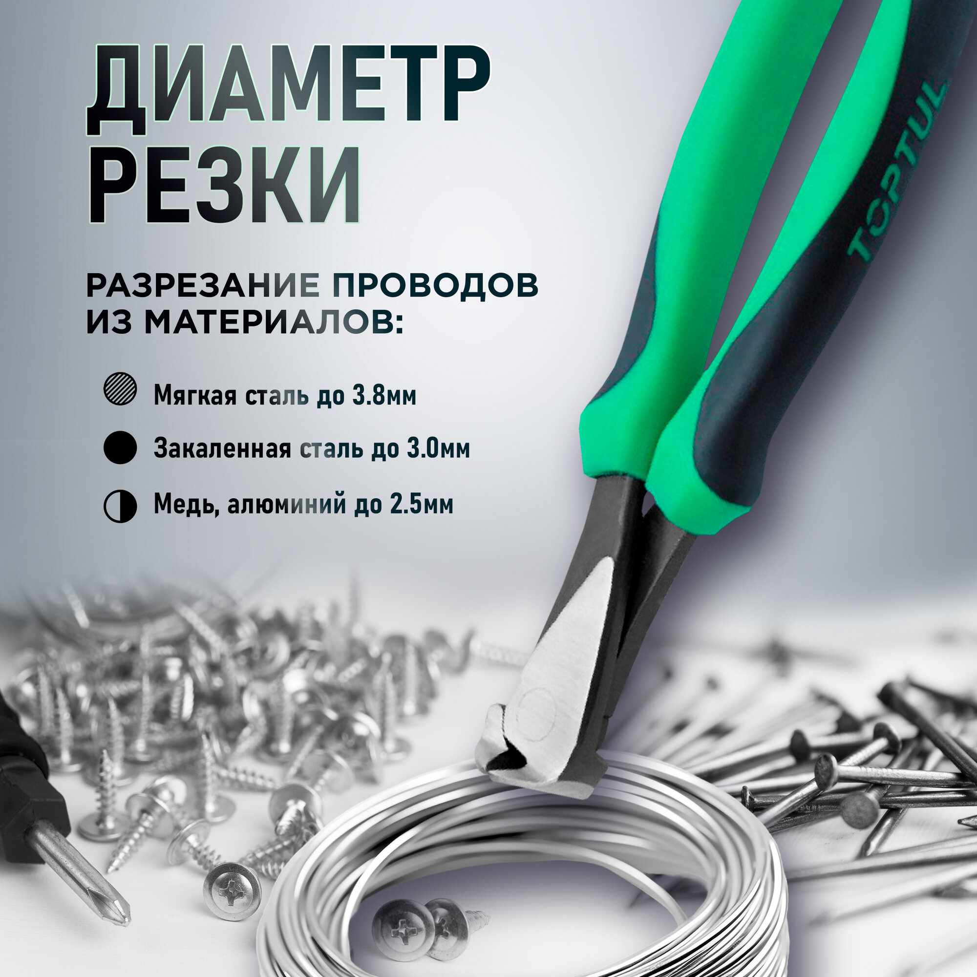 Кусачки торцевые усиленные 200 мм TOPTUL (DJBA2208) — фото 1