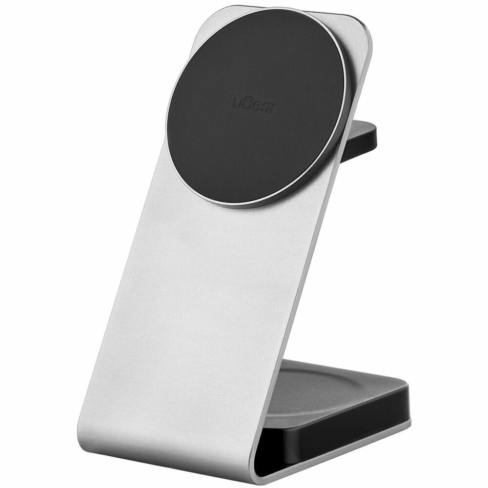 Беспроводная зарядная панель 3 в 1 Для IPhone, Apple Watch, Airpods uBear Level Pro 25W Silver — фото 1