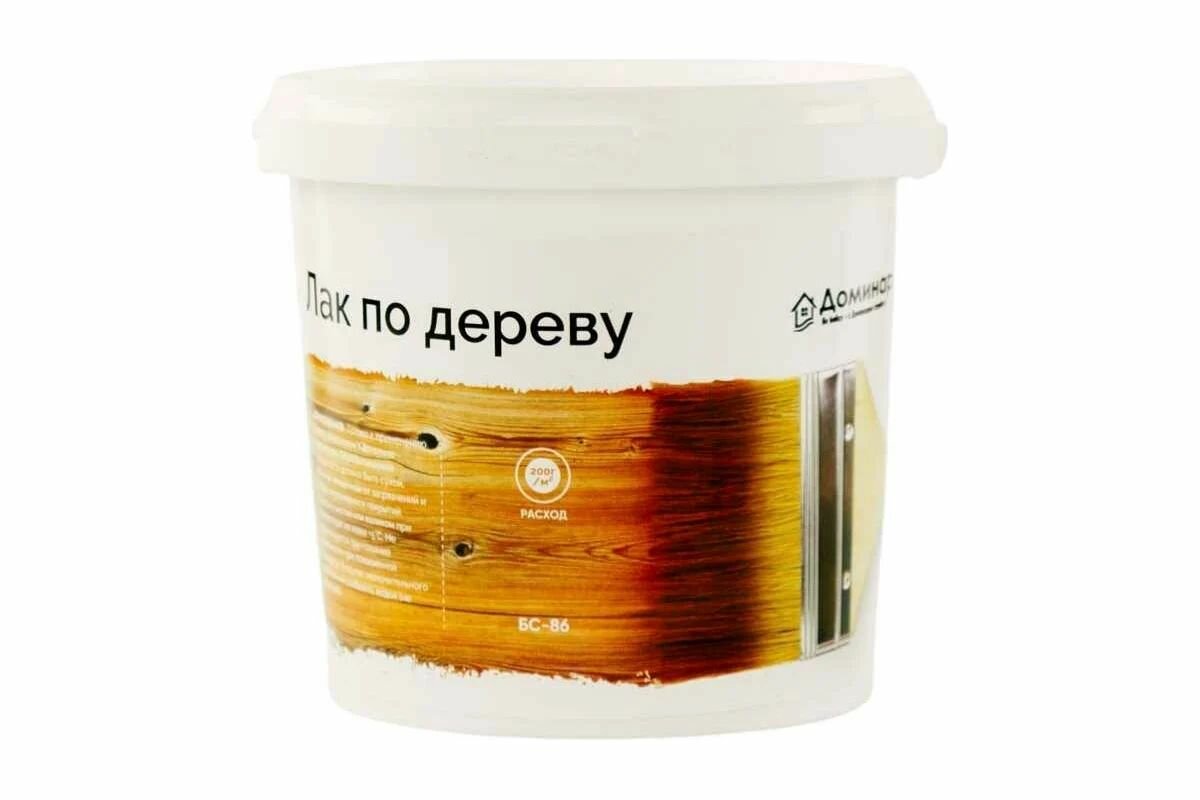 Лак по дереву акриловый антисептический Доминар БС 86 полуматовый  0 9 кг X16494