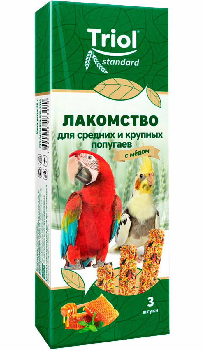 TRIOL STANDARD лакомство для средних и крупных попугаев с мёдом (3 шт)