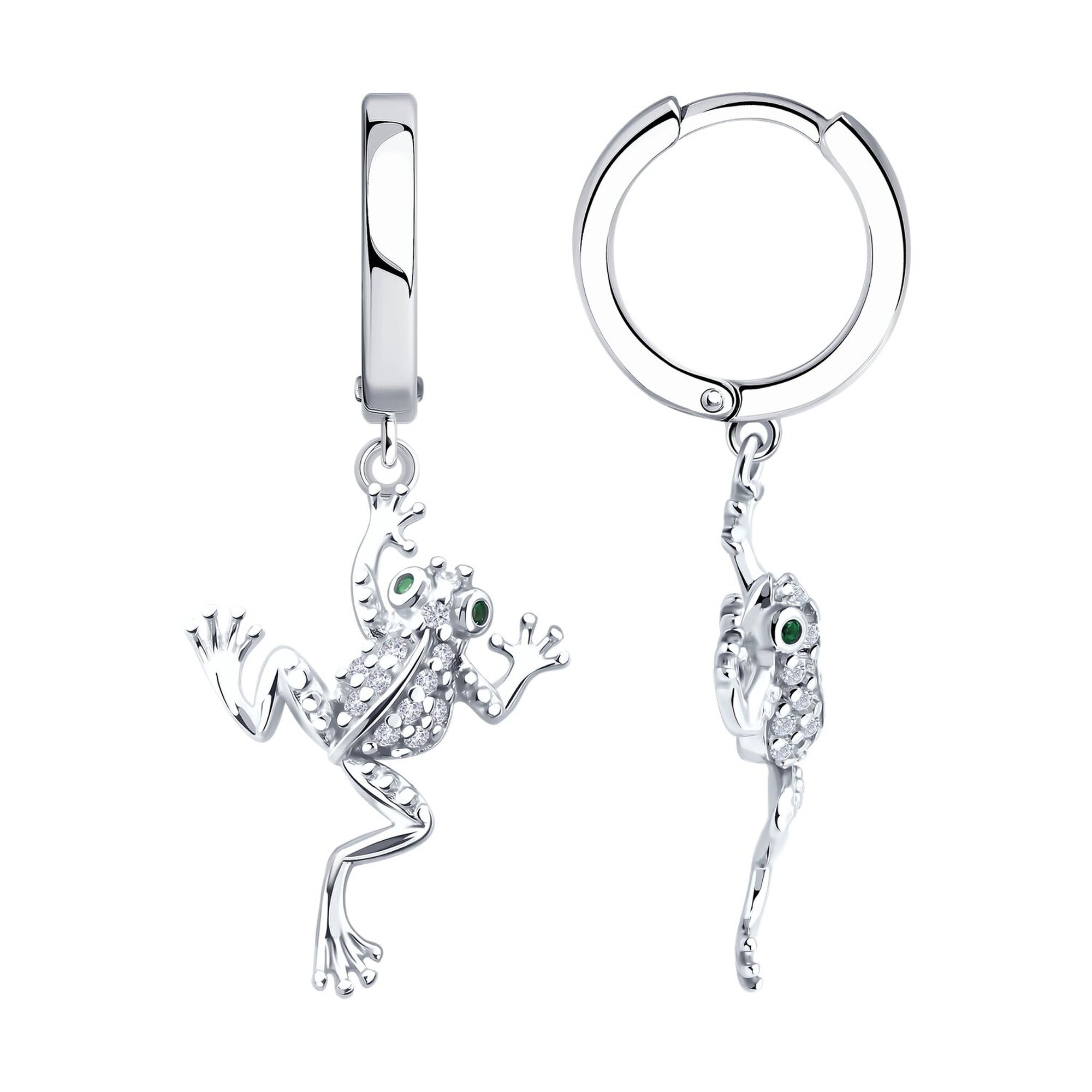 Серьги Diamant online, серебро, 925 проба, родирование, фианит