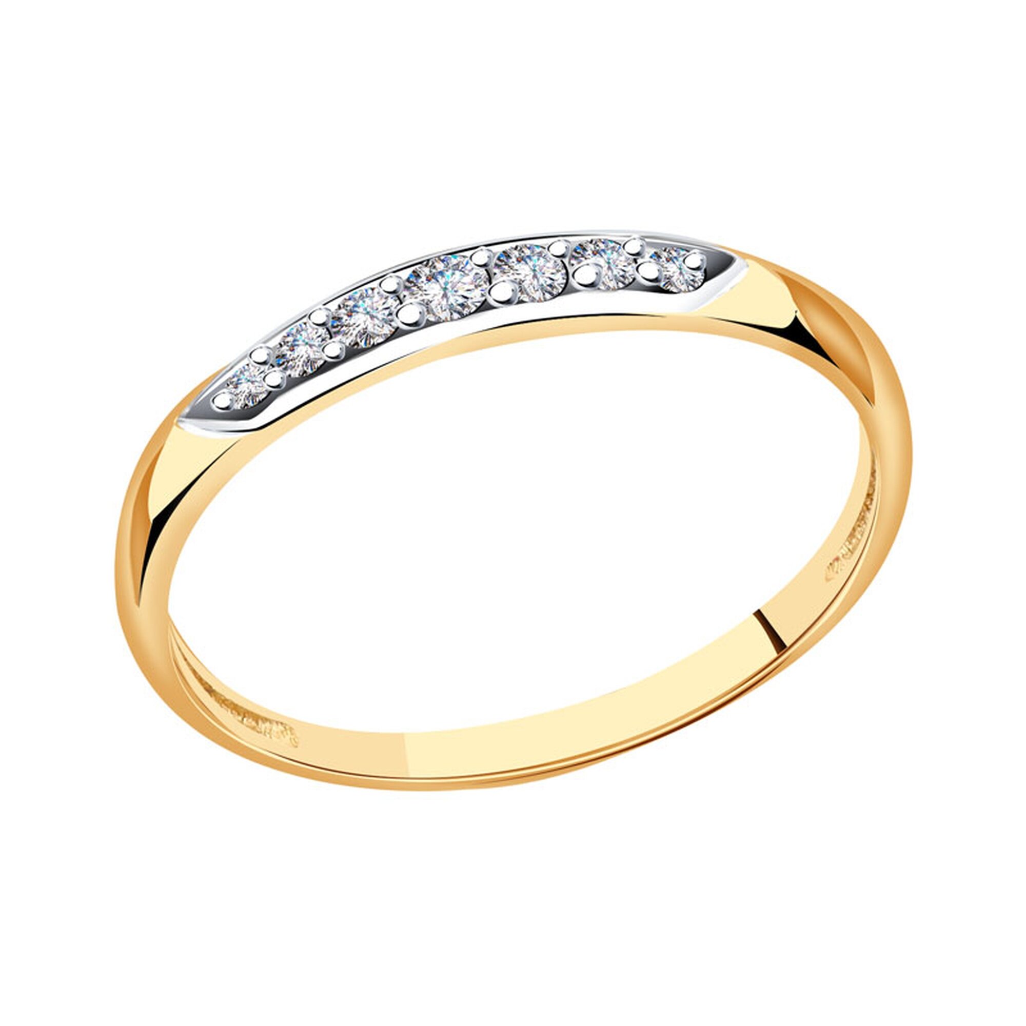 Кольцо дорожка Diamant online, красное золото, 585 проба, циркон, размер 17, прозрачный