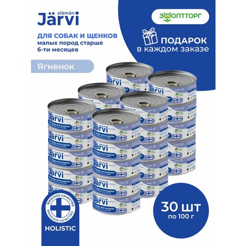 Влажный корм Jarvi полнорационные консервы для щенков и собак мелких пород, Ягненок 100 г х 30 шт.